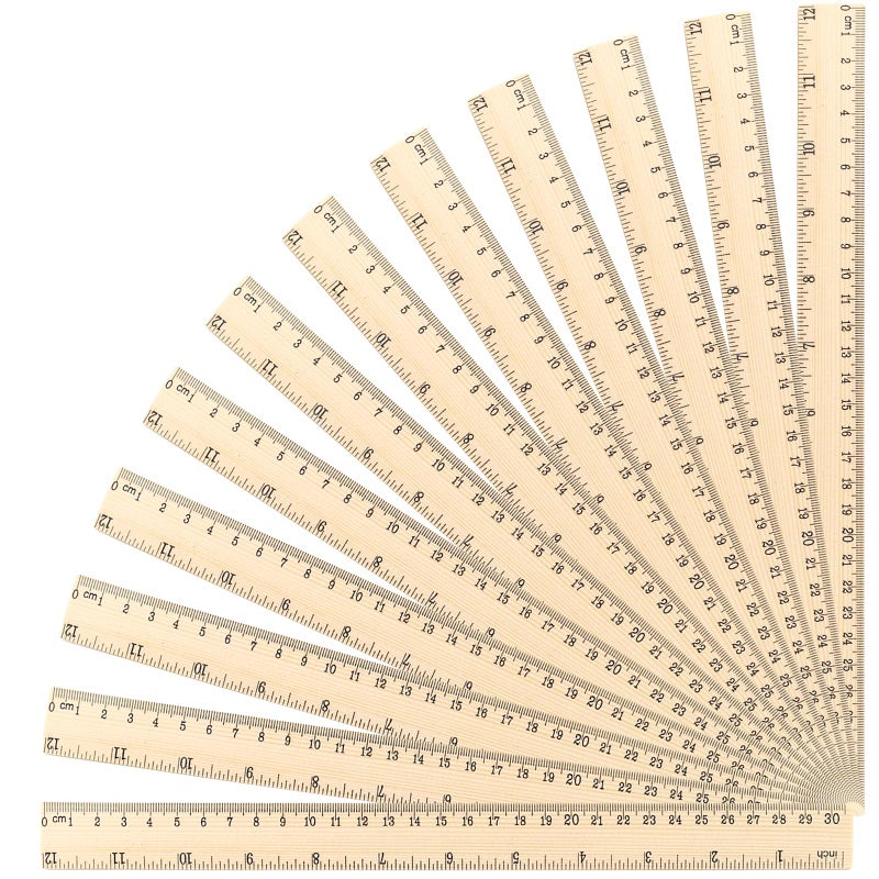 Koogel 12PCS Wooden Rulers Bulk, Wood Ruler 12inch/30cm Measuring Rulers 2 Scale for Kids Students Office School Supplies Classroom - Image 1